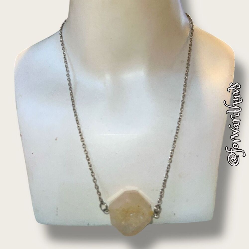 Bundle Sale 3 for $15 | Geode Stone Pendant & Silver Tone Chain